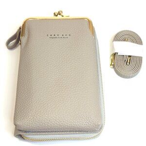 Carr Ken Crossbody Purse Shoulder Bag Small Wallet Clutch Phone Taupe/Tan NWOT
